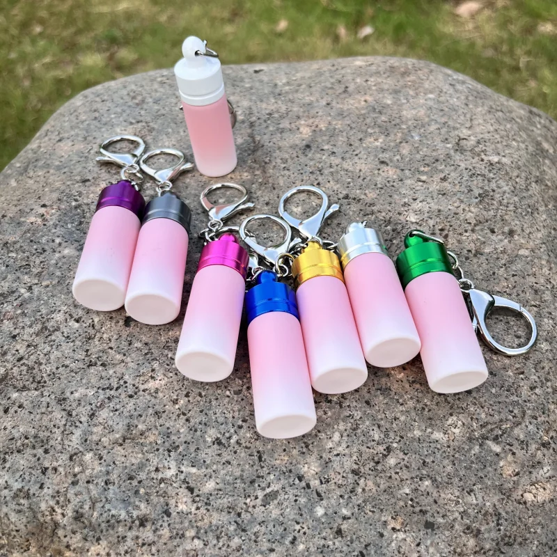 2 unids/lote viales de vidrio con cucharas caja de condimentos portátil de bolsillo pequeño botella dispensadora de especias botellas a prueba de fugas Stash con llavero