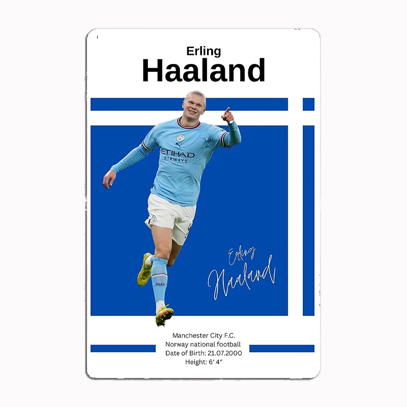 

Erling Haaland Poster Football Player Retro Metal Sign Club Indoor Room Decor Custom Tin Home Wall Decor