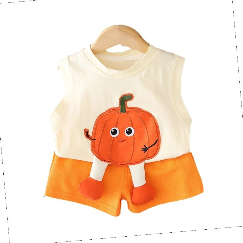 

New Summer Baby Clothes Suit Children Boys Vest Shorts 2Pcs/Sets Kids Girls Clothing Infant Cartoon Costume Toddler Tracksuits