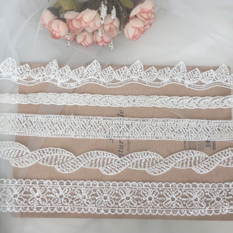High Quality Beaded Wedding Lace Veil Hairband Skirt Doll Clothes Accessories Lace Handmade Background Decoration Accessories