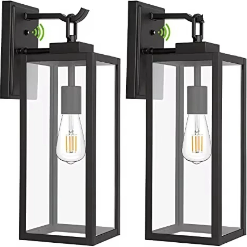 

Large Size Matte Black Outdoor Wall Light Dusk Dawn Light Emitting Diode Porch Light Outdoor Anti-rust Architectural Design