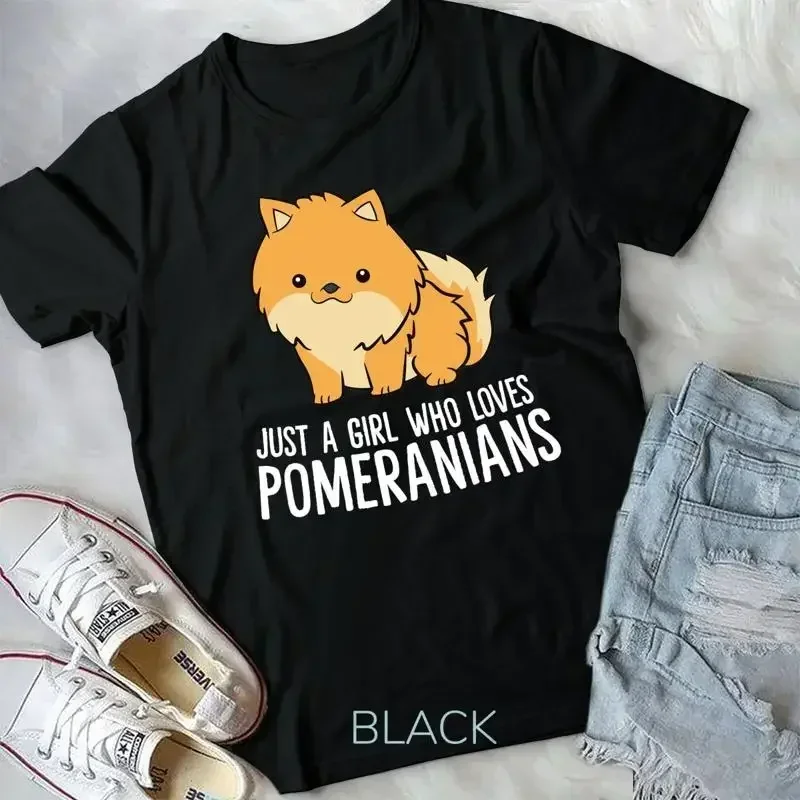Cute Pomeranian Dog Gift Just a Girl Who Loves Pomeranians Unisex T shirt