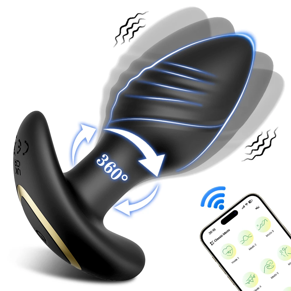 Remote Controlled Prostate Massager 360 Rotation Anal Vibrator_voghion.com