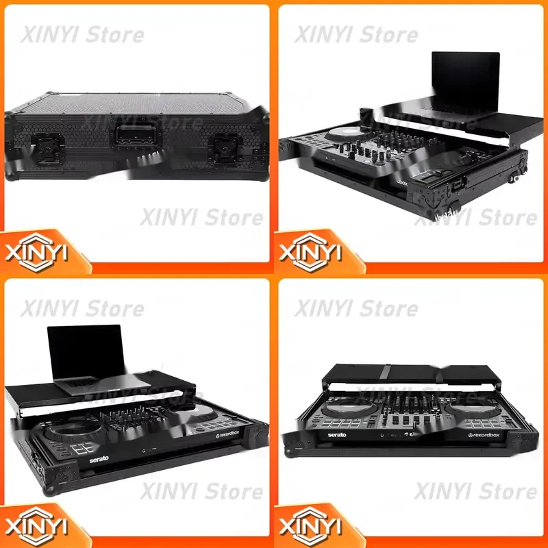 DJ Flight Case with Laptop Platform and Wheels for DDJ-FLX10 Black