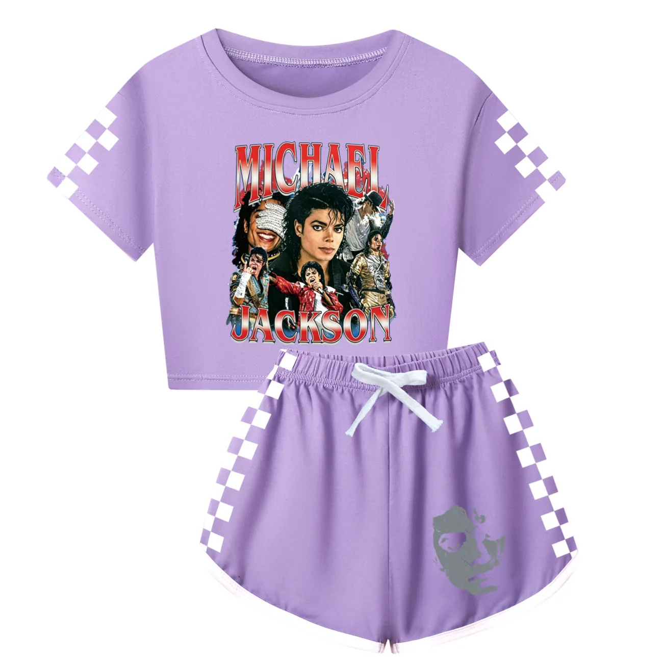Summer Michael Jackson Kids Clothes Halloween Cosplay Birthday Party Dance TShirts+pants Pajamas Set Pop Star Boys Girls Outfits