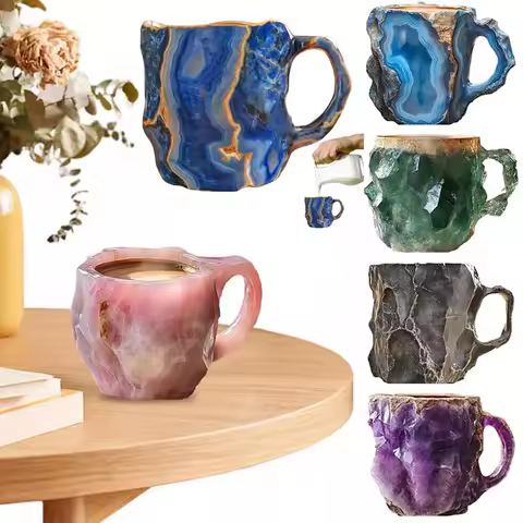1PC Multi-Colored Mineral Crystal Coffee Mug - Colorful Crystal Mugs Elegant Gift for Home &amp; Office Ideal for Christmas
