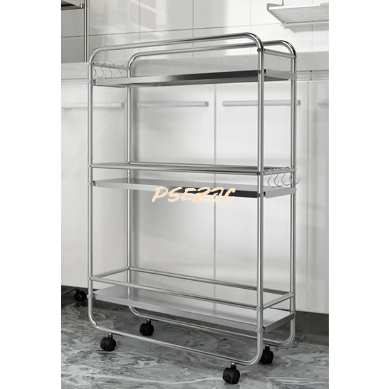 Kitchen Stainless Steel Multi-layer Seam Storage Rack Ultra Narrow Refrigerator Gap Bathroom Storage Cart