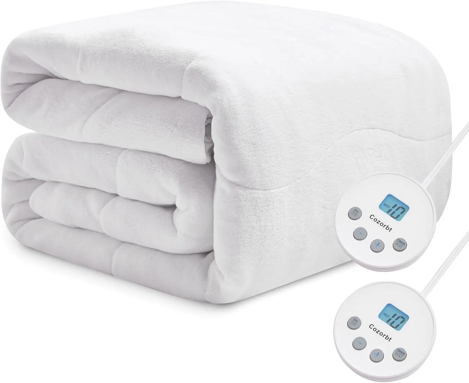 

Queen Size Heated Mattress Pad with Dual Control, 10 Heat Settings, Auto-Off Timer, Machine Washable