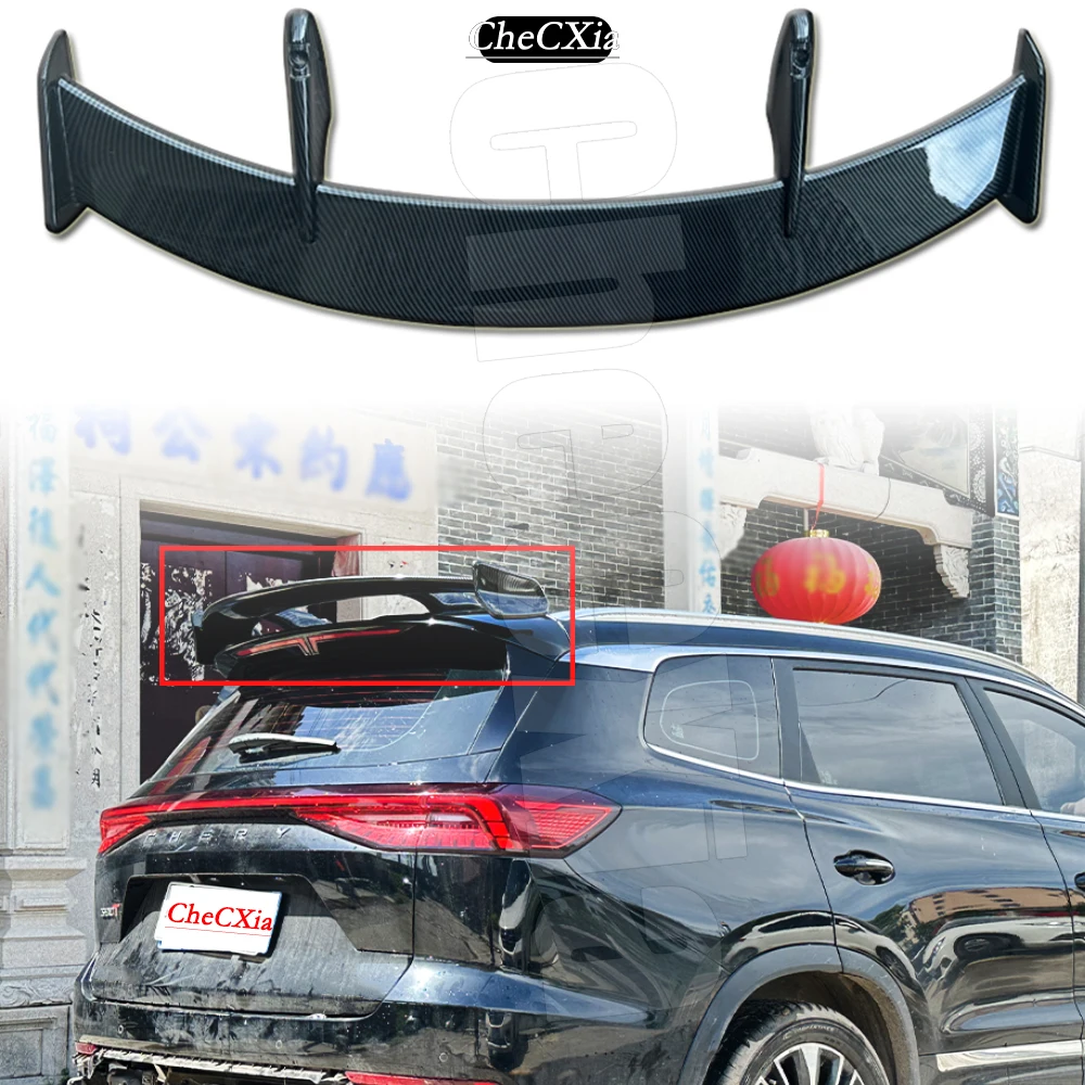 Suitable For Chery Tiggo 8 Pro High-Quality ABS Material Rear Spoiler Carbon Fiber Patterned KS Style Rear Spoiler Tail Wing