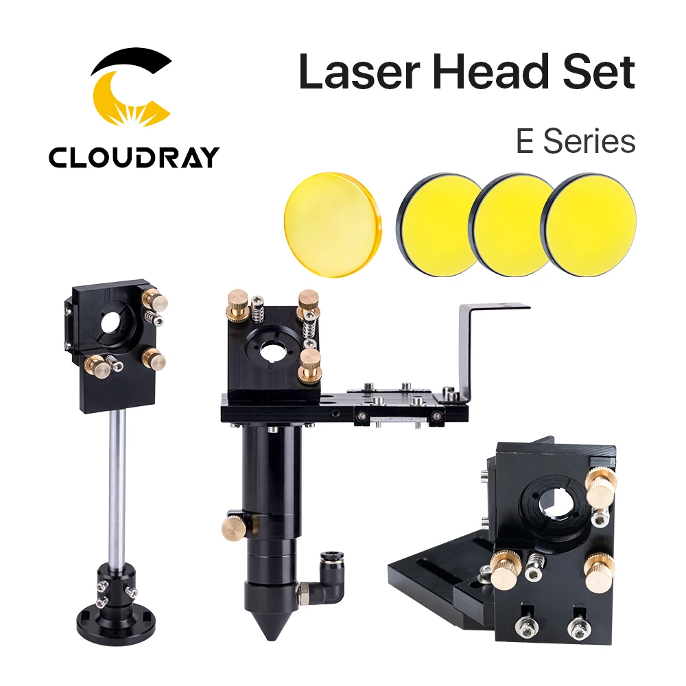 Cloudray E Series: CO2 Laser Head Set + 1 Pcs Focusing Lens + 3 Pcs Si / Mo Mirrors for Engraver Cutting Machine Parts