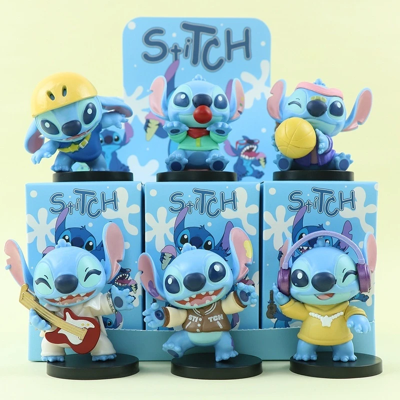 

Disney Stitch Blind Box Toy Set - 6/8pcs Animation Figurines PVC Collectible Dolls Car Decorations Cute Twisted Egg Models Gift