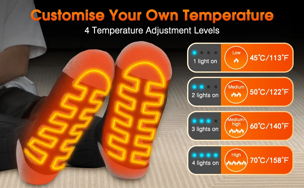 New APP Control Heated Socks 5000mah Battery Electric Heated Skiing Socks Winter Thermal Heated Foot Warmer Sport Socks