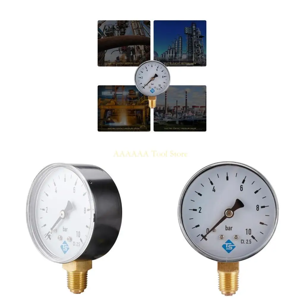 

A2BE Pressure Gauge Stainless Steel+Copper 1/4 NPT Thread Water Pressure Meter 60mm
