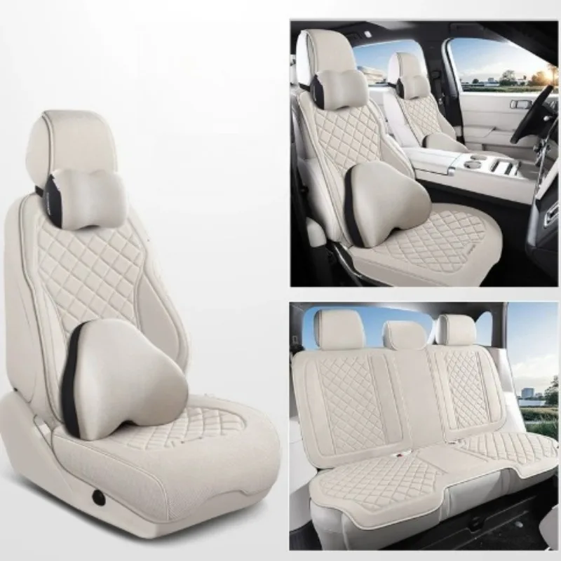 Everbright Store Car Seat Cushion Summer Linen Non-slip  Cushion Women's Advanced Sense   Cushion Cover  Driver Single  Single