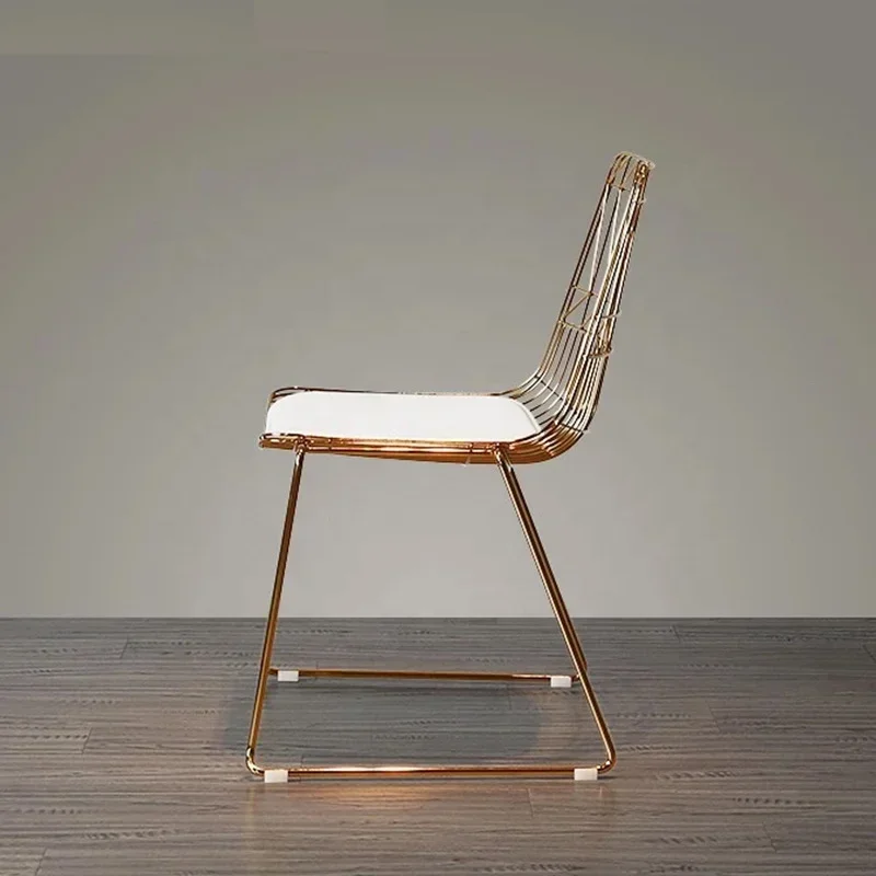 

'Outdoor Garden restaurant Furniture Courtyard Silver metal Wire bar chair With Seat Pad dining chair