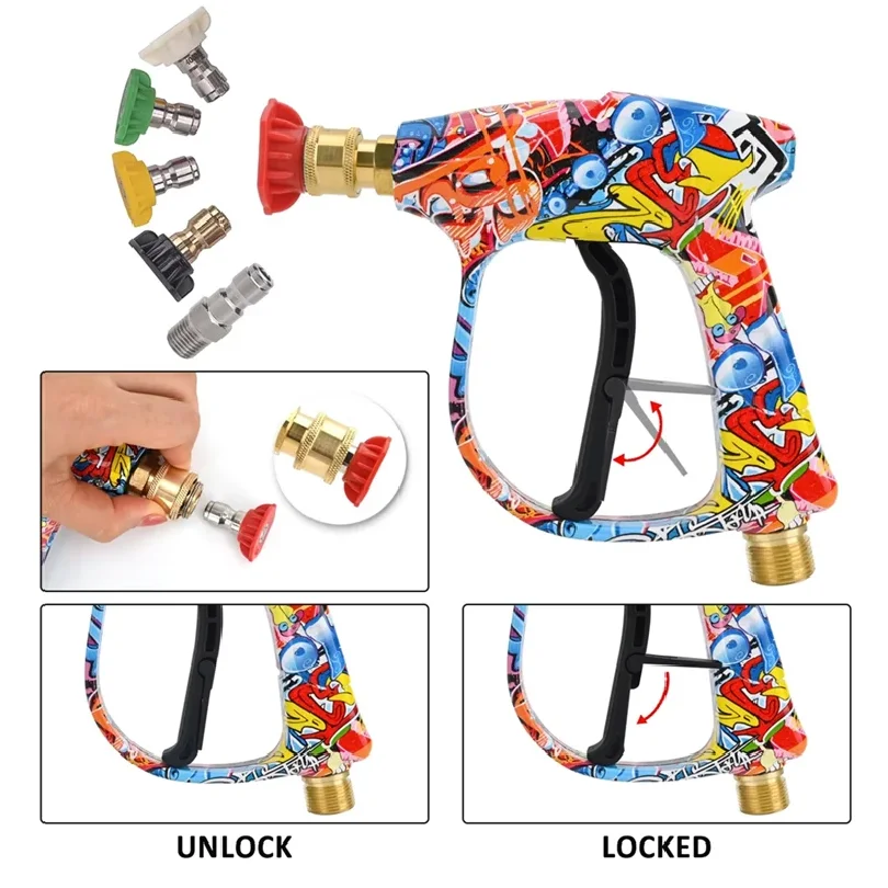 AT02-Pressure Washer Water Gun For Car Cleaning Hose Connector For Karcher Nilfisk Parkside  Quick Connector Nozzles
