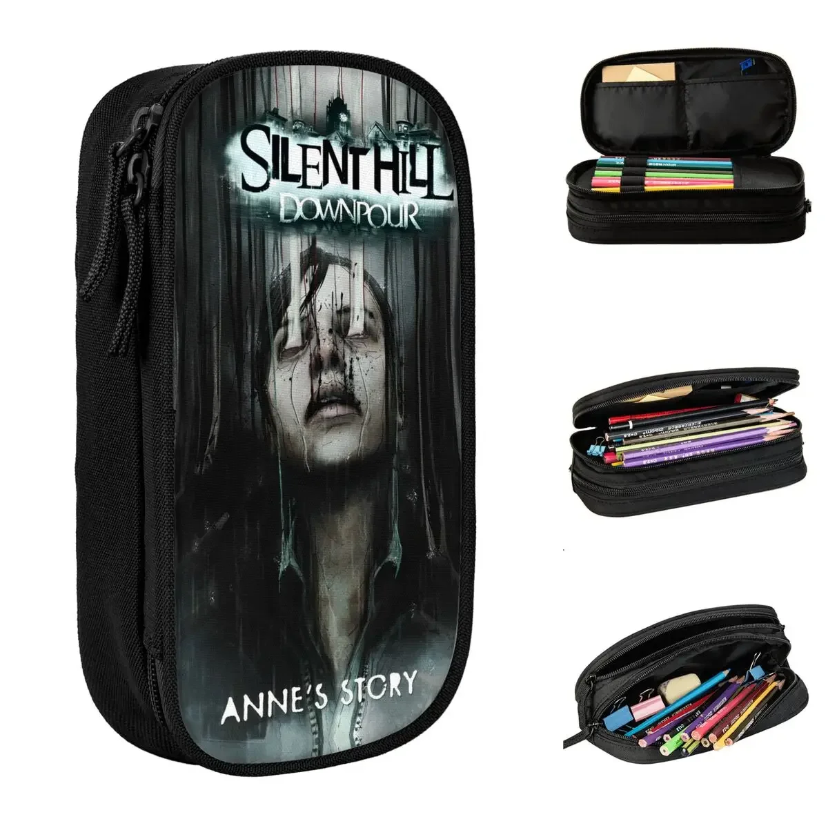 

Silent Hill Pencil Case Horror Games Anne Pencil Pouch Pen Holder Large Storage Bags Students School Gift Stationery