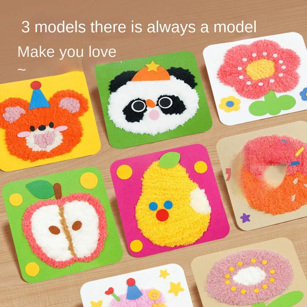 Panda Weaving Materials Handmade Wool Painting DIY Decorative Handmade Poke Music Embroidery Cartoon Animal Children Gift