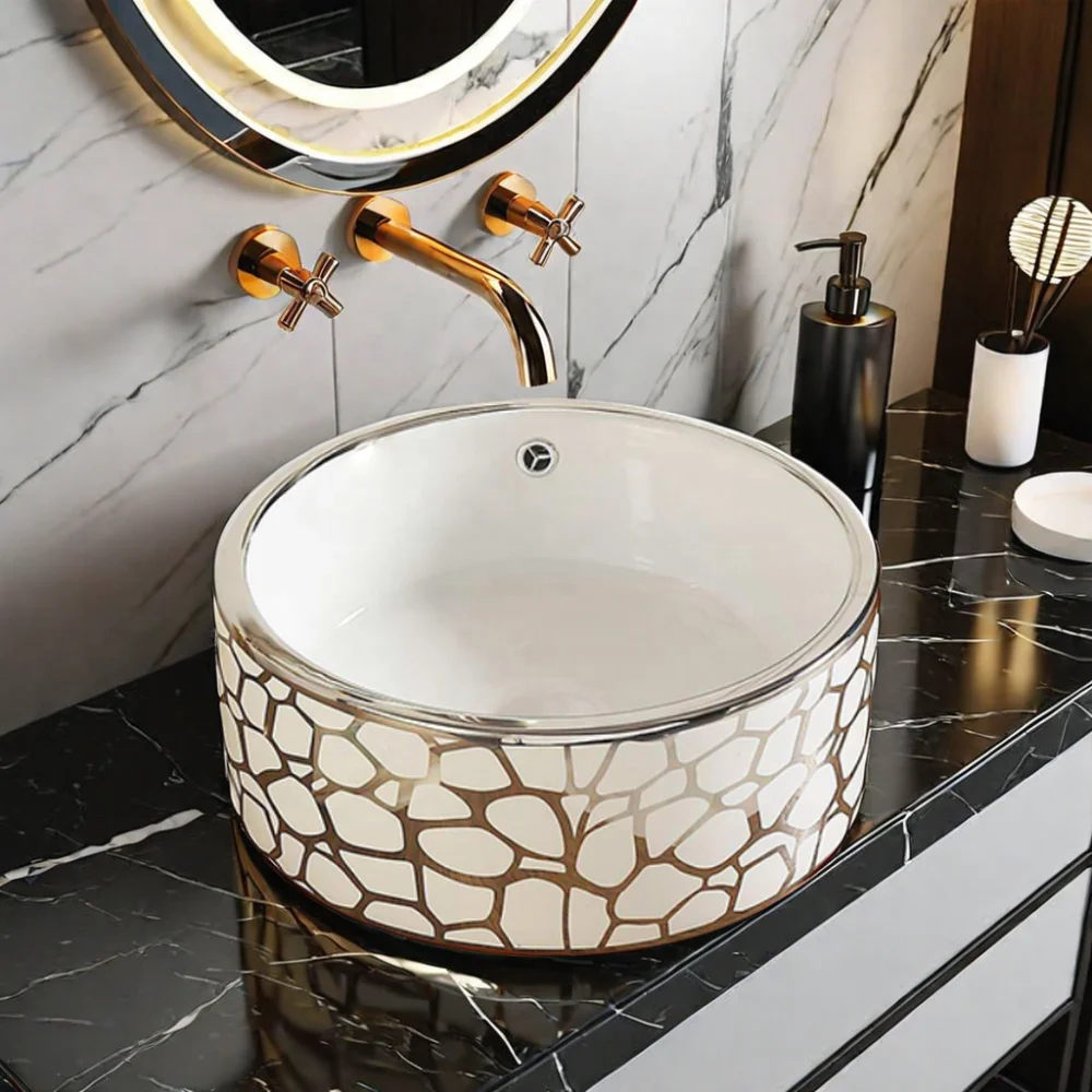 

Оптовая креативная круглая керамическая раковина для ванной комнаты, художественная мойка для отелей, сделанная в Чаочжоу