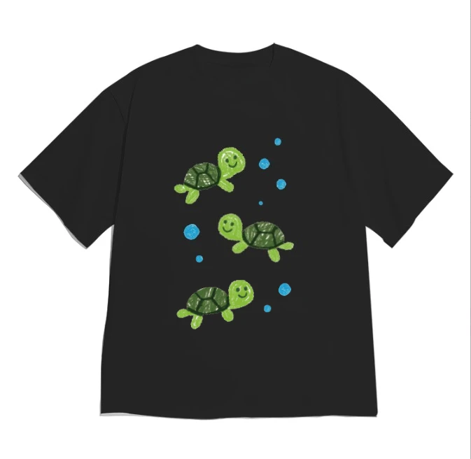 Korean Fashion Aesthetic Fish Print T-shirt for Women Men Minimalist Hand Drawn Short Sleeve Crew Neck Tee Casual Versatile Top