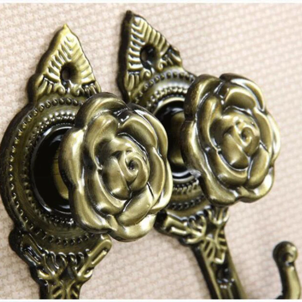 

4pcs Curtain Hooks Retro Design Multi-Functional Wall Hook For Towels Bags Belts Keys Metal Curtain Accessories