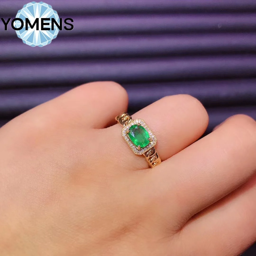 Sterling silver 925 emerald ring female ring female send free gem luxury brand replica 925 silver jewelry with certificate.