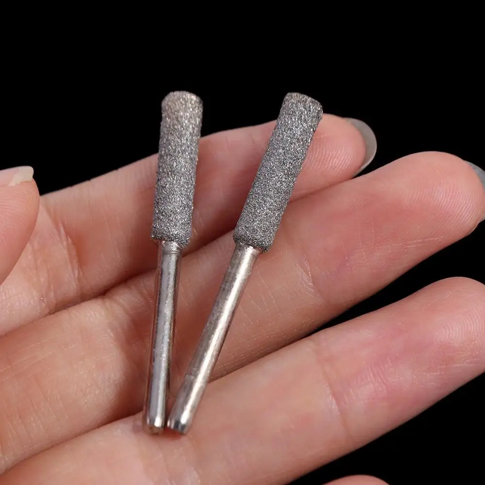 5pcs High Hardness Diamond Coated Chainsaw Sharpener Stone Polishing Cylindrical Burr Chainsaw File Silver Gold Grinding Tools