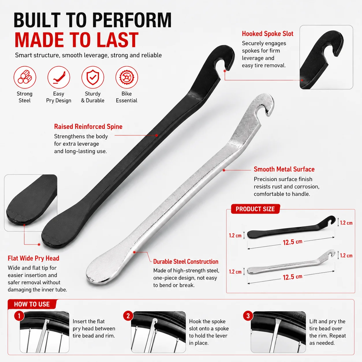 PINMOAP Bike Tire Lever Set Bicycle Tire Removal Tool Durable Pry Bar For Mtb Road Bike Inner Tube Repair Cycling Accessories