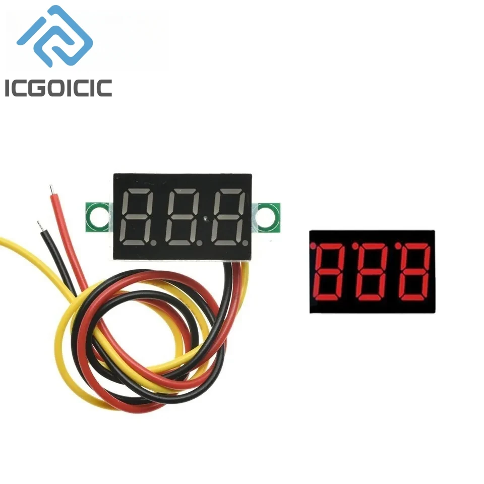 Mini 0.36 Inch DC 0-30V Voltmeter 2 Wires 3 Wires 4 Digits LED Motorcycle Digital Voltmeter Tester Digital Display Meter