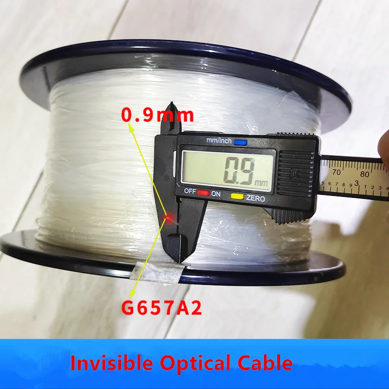 TAC-Invisible Optical Fiber Cable, Indoor SM Bend, Insensitive Fiber, 0.9mm, 100m, 200m, 300m, 500m, 1000m, 2000m