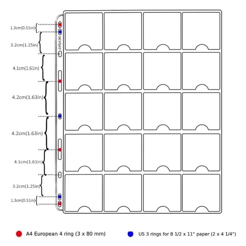 Titulares De Coleta De Moedas, Páginas De Bolso De Moedas, Padrão 9-Hole, 20 Bolsos Para A Maioria Dos Tamanhos, 5x5cm, 2 \