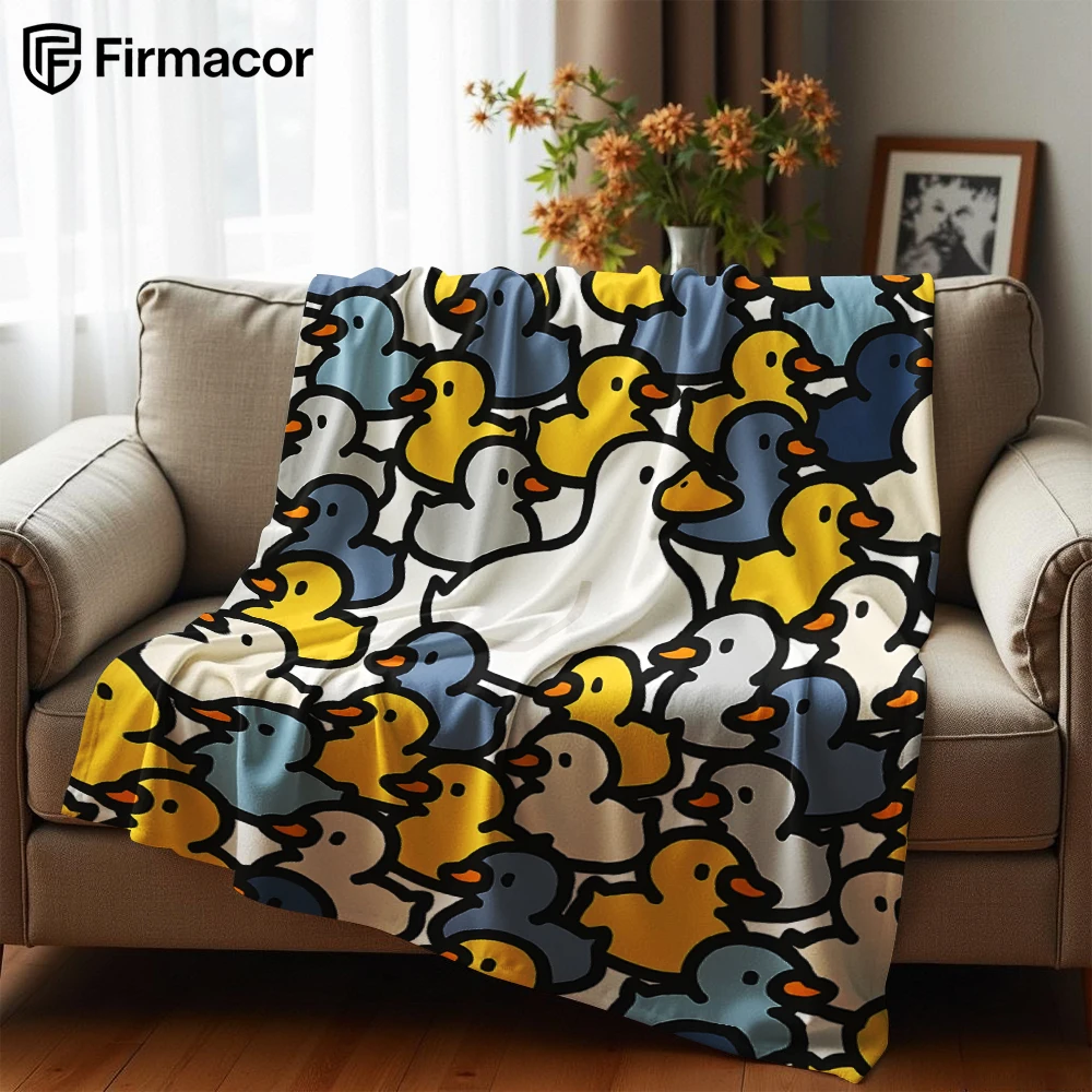 Christmas Throw Blanket - Multicolor Rubber Duck Crowd Soft Flannel