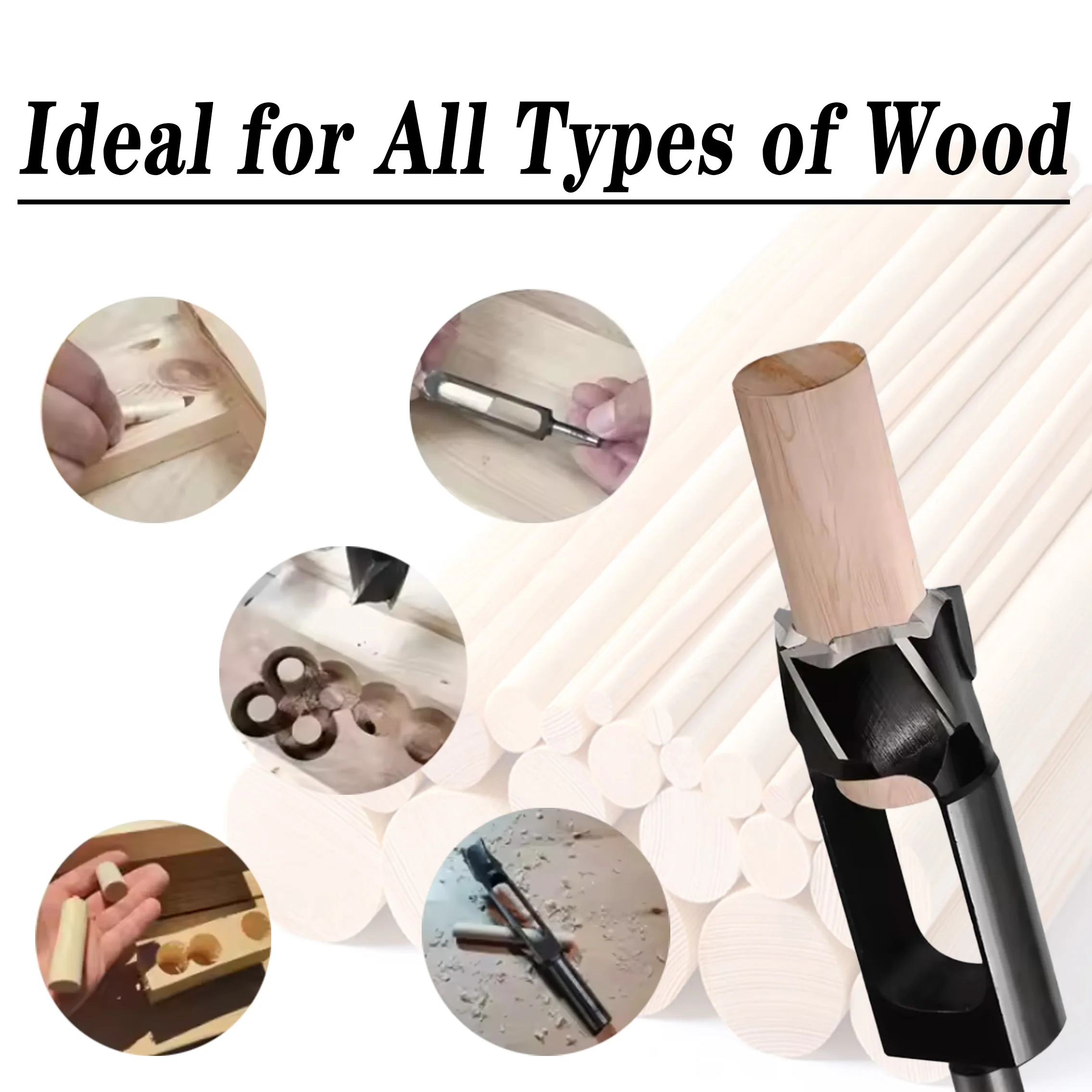 Wiertło do kołków drewnianych Layzen 8-60mm, wiertło do kołków trzpieniowych, frez do kołków, stożkowy frez do otworów na kołki, wiertło do otworów w okrągłych prętach do obróbki drewna