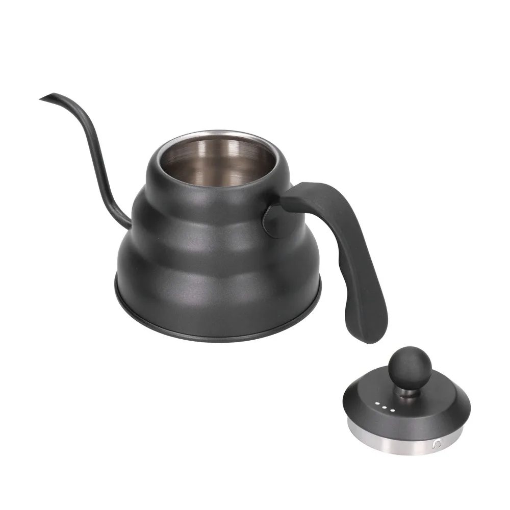 PTFE Coated Coffee Kettle 3-Layer Composite Base 1L/1.2L Capacity Pour Over Kettle Fine Mouth Black Drip Kettle Home Kitchen