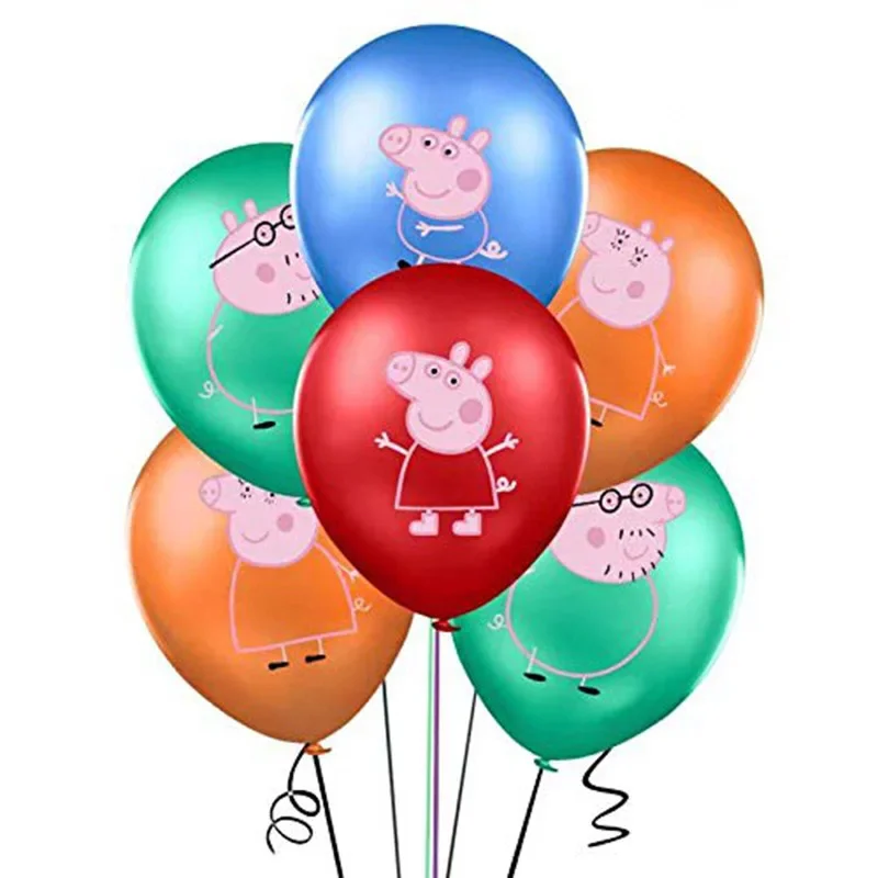 24pcs/set Peppa Pig George Boys Girls Family Birthday Party Balloons Action Figure Cartoon Shower Toy Party Supplies Gifts