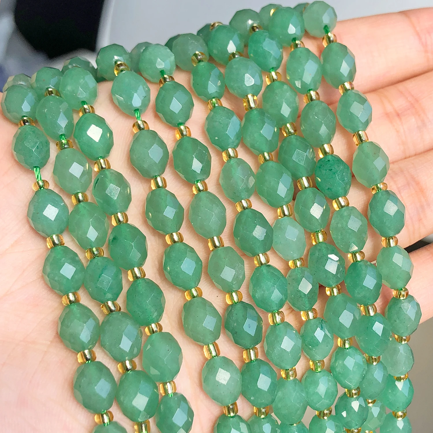 

8x7mm AAA Faceted Oval Green Aventurine Beads Natural Stone Rice Shape Spacer Beads For Jewelry Making DIY Bracelets Accessories