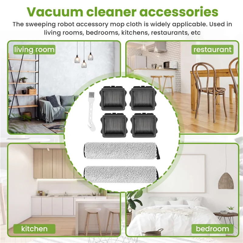 A75X อะไหล่ทดแทนสําหรับ Tineco Iffloor 3/ชั้น One S3 เครื่องดูดฝุ่นไร้สาย, 2 แพ็คลูกกลิ้งแปรง + 4 แพ็คกรองสูญญากาศ