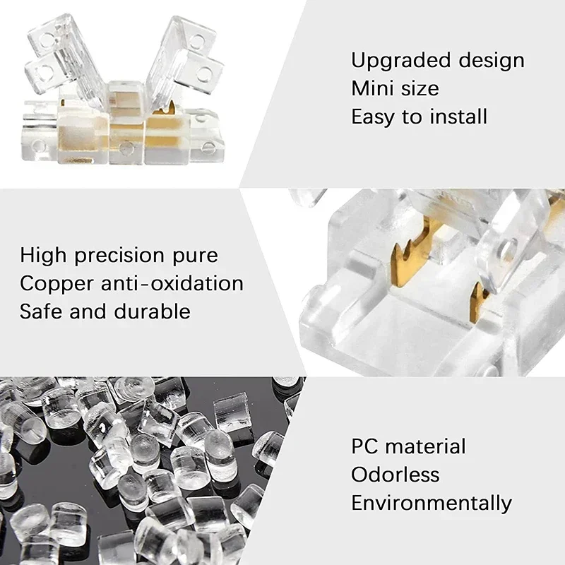2pin 8 مللي متر COB LED قطاع إلى قطاع LED موصلات قطاع إلى سلك اتصال لحام تمديد لأضواء قطاع COB LED 8 مللي متر