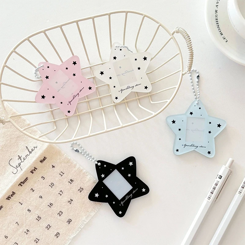 Ins Simple Star Acrylic 1 Inch Kpop Photocard Holder Bag Photo Card Sleeve Pendant School Stationery 1pc