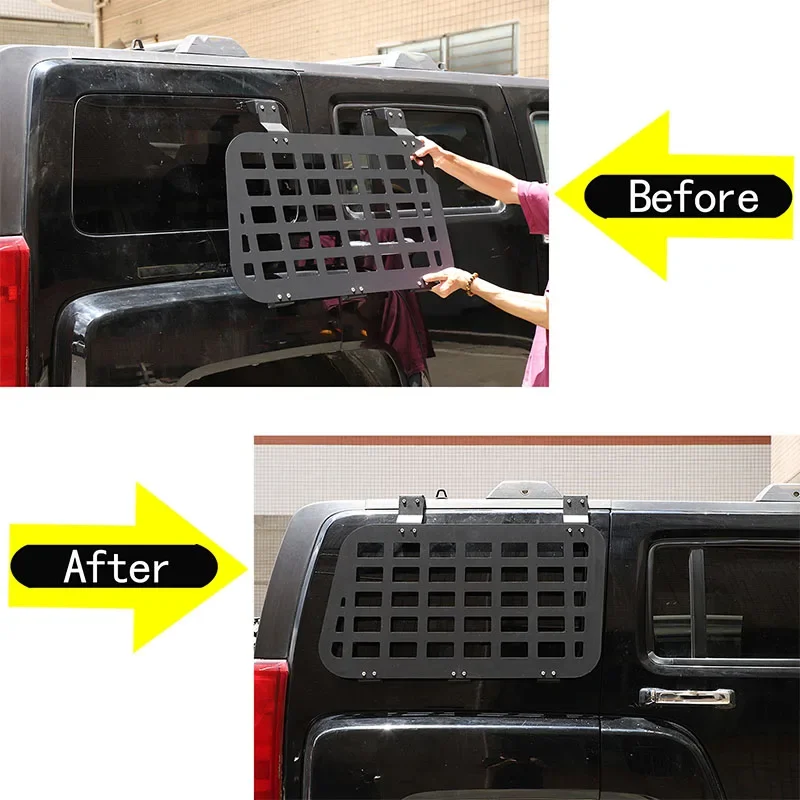 

Aluminum Alloy Black 2Pcs For 2005-2009 Hummer H3 Car Trunk Side Window Outer Multifunctional Bag Rack Organizer Car Accessories