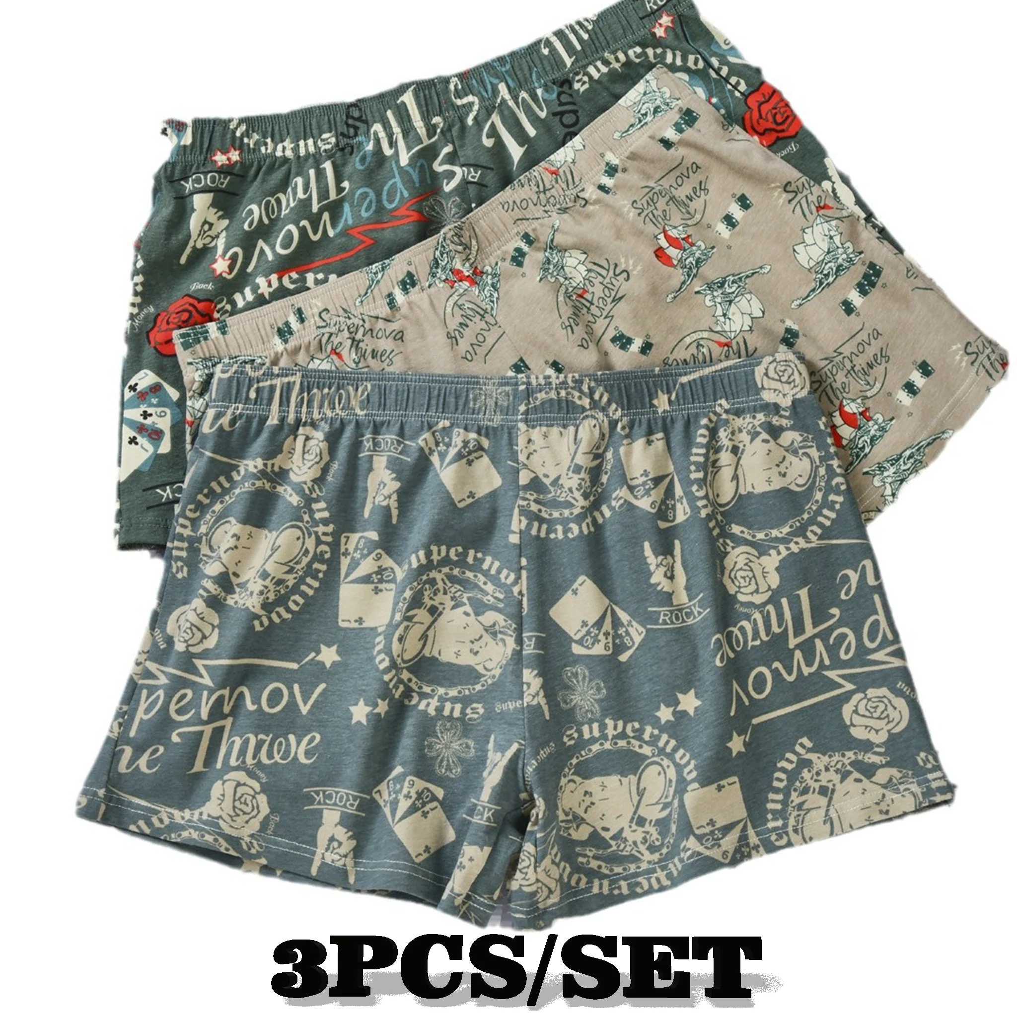 

3 шт./компл. L-3XL мужское нижнее белье брюки с принтом модные мужские боксеры домашние брюки свободные дышащие мягкие мужские трусы шорты-боксеры