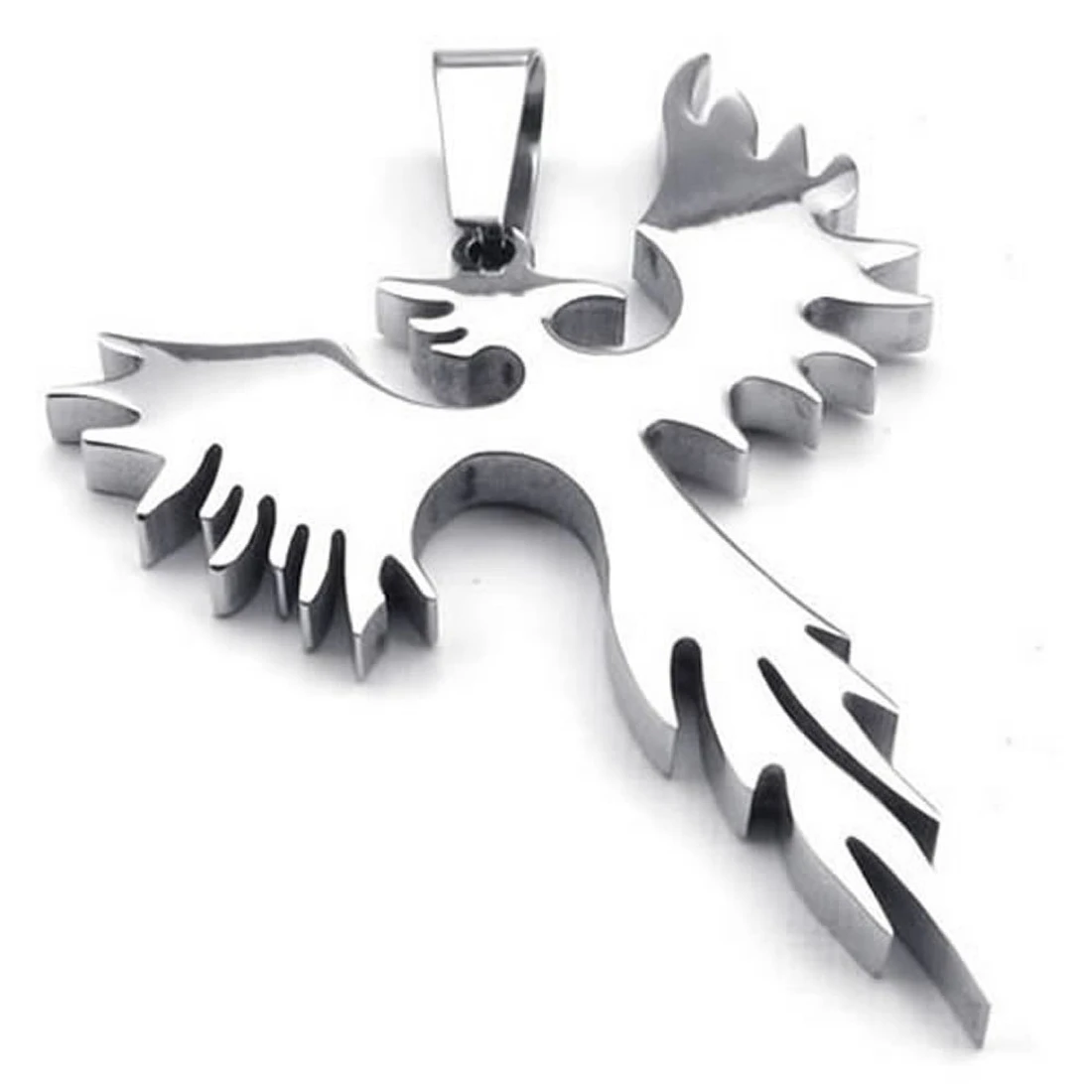 UNCL ジュエリー ステンレススチール フェニックス ペンダント 50cm チェーン付き ネックレス メンズ レディース シルバー