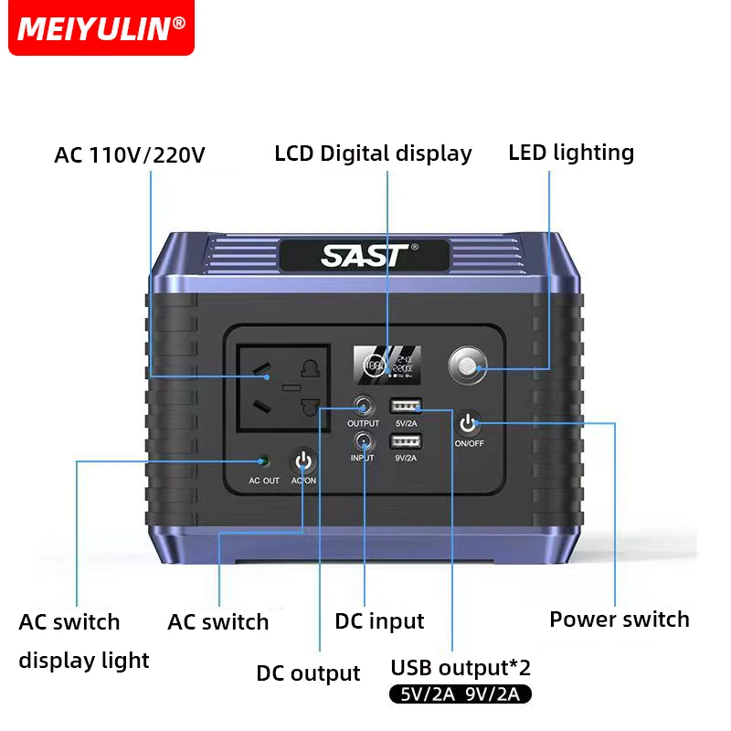 야외 캠핑용 휴대용 발전소, USB C DC 비상 외부 예비 배터리 충전기, 태양열 발전기, 300W, 220V, 64000mAh