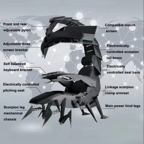 Cluvens Ergonomic Fully Recliner Office Chair Workstation PC Cockpit Zero Gravity Workstation Chair Scorpion Chair Cluvens