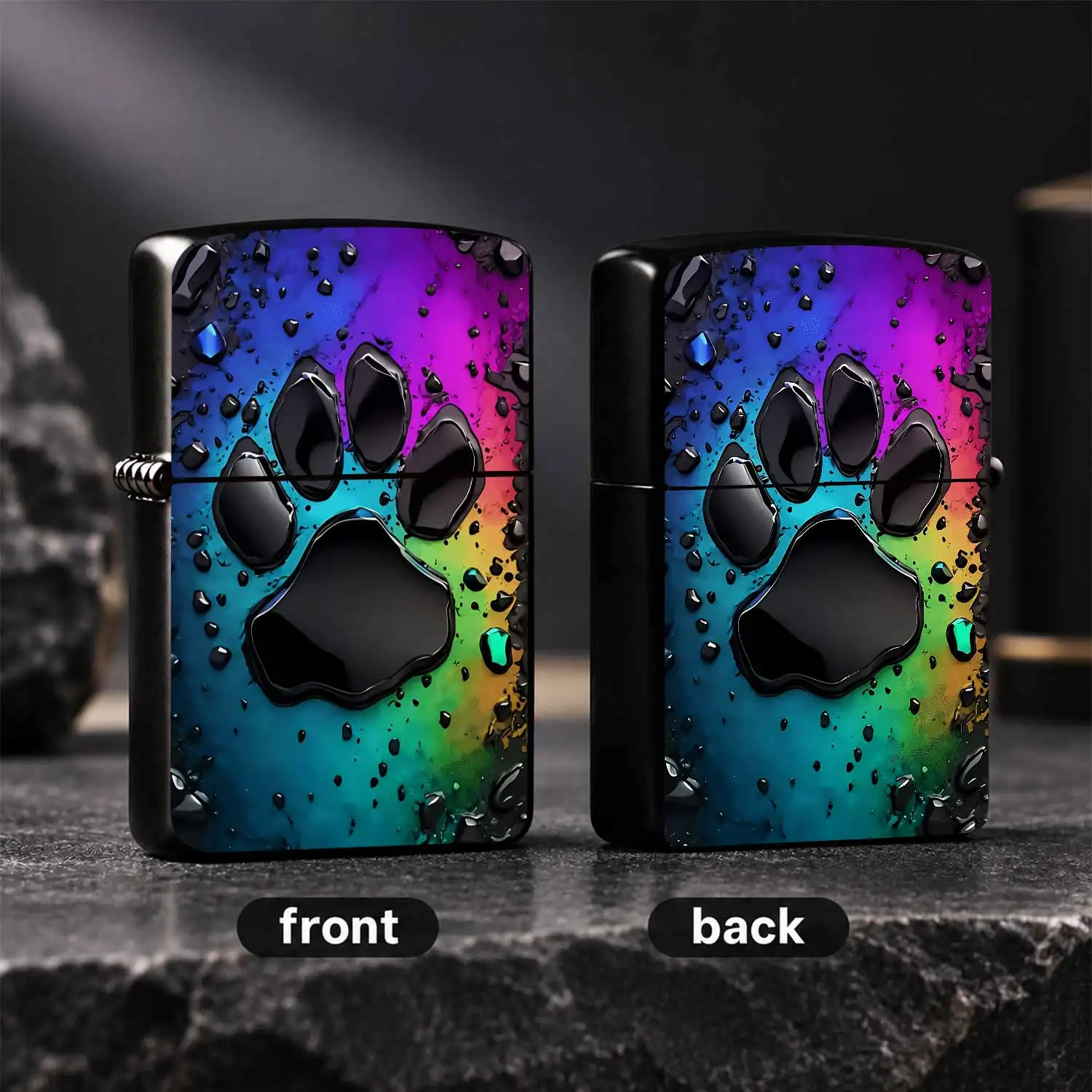 Stylish Gradient Paw Print Pattern Lighter, Trendy High-Definition Exquisite Printing Portable Daily Use Accessory, Ideal For Outdoor Activity Daily Gathering Gifting, Durable Delicate Practical Present For All Scenarios A Humorous And Inte