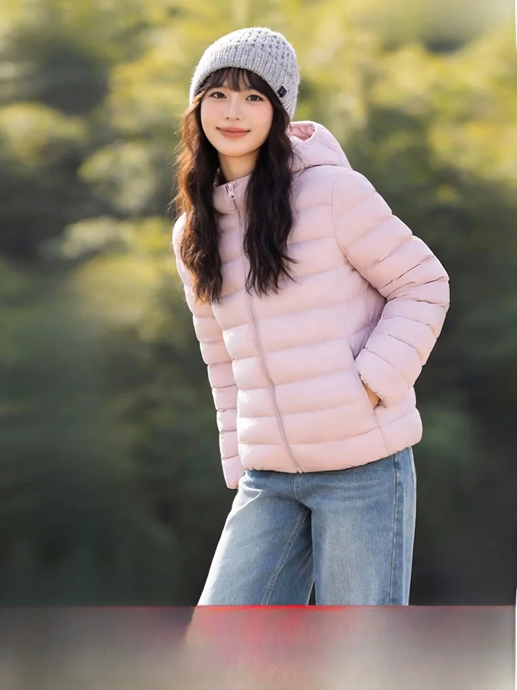 

Lightweight ort Women's down Jaet SNOW FLNG Spring 2026 Hooded Faionable Warm Casual Ci Commute Sle Du down