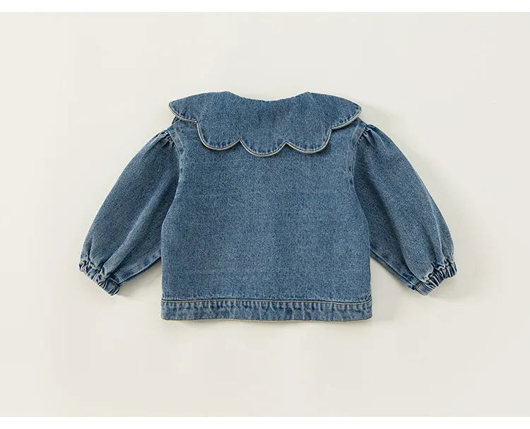 Children Clothing Girls Denim Jacket Spring and Autumn Korean Children Lace Collar Denim Top Cardigan Fashion Cool Girl Coat