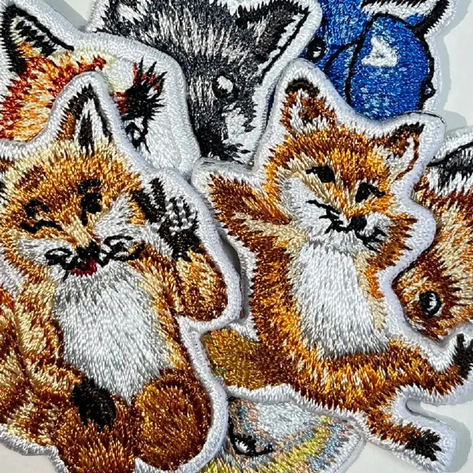 5/7Pcs Rowling Chic Fox Head Cartoon Ironing Embroidered Patches For Clothing T Shirt Thermo adhesive DIY Badges Stickers decor