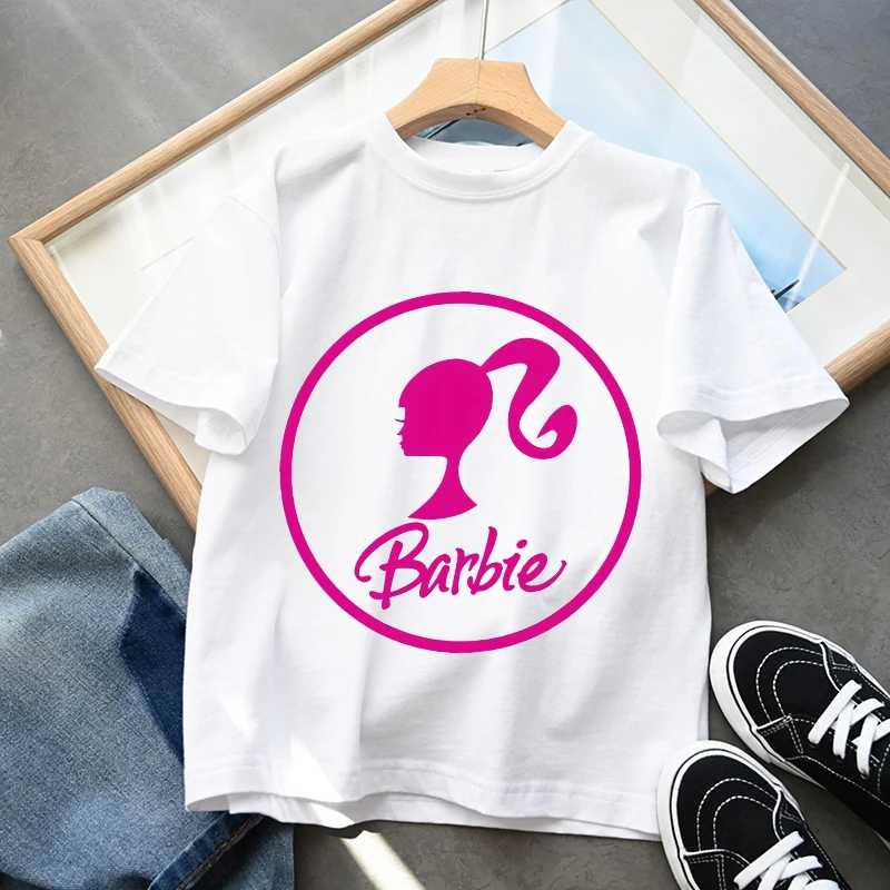 

Barbied Cotton T Shirt Boys Girls Summer Clothing Kids Cartoon Anime Tees Baby T Shirts Letter Printed Short Sleeve Tops Gift