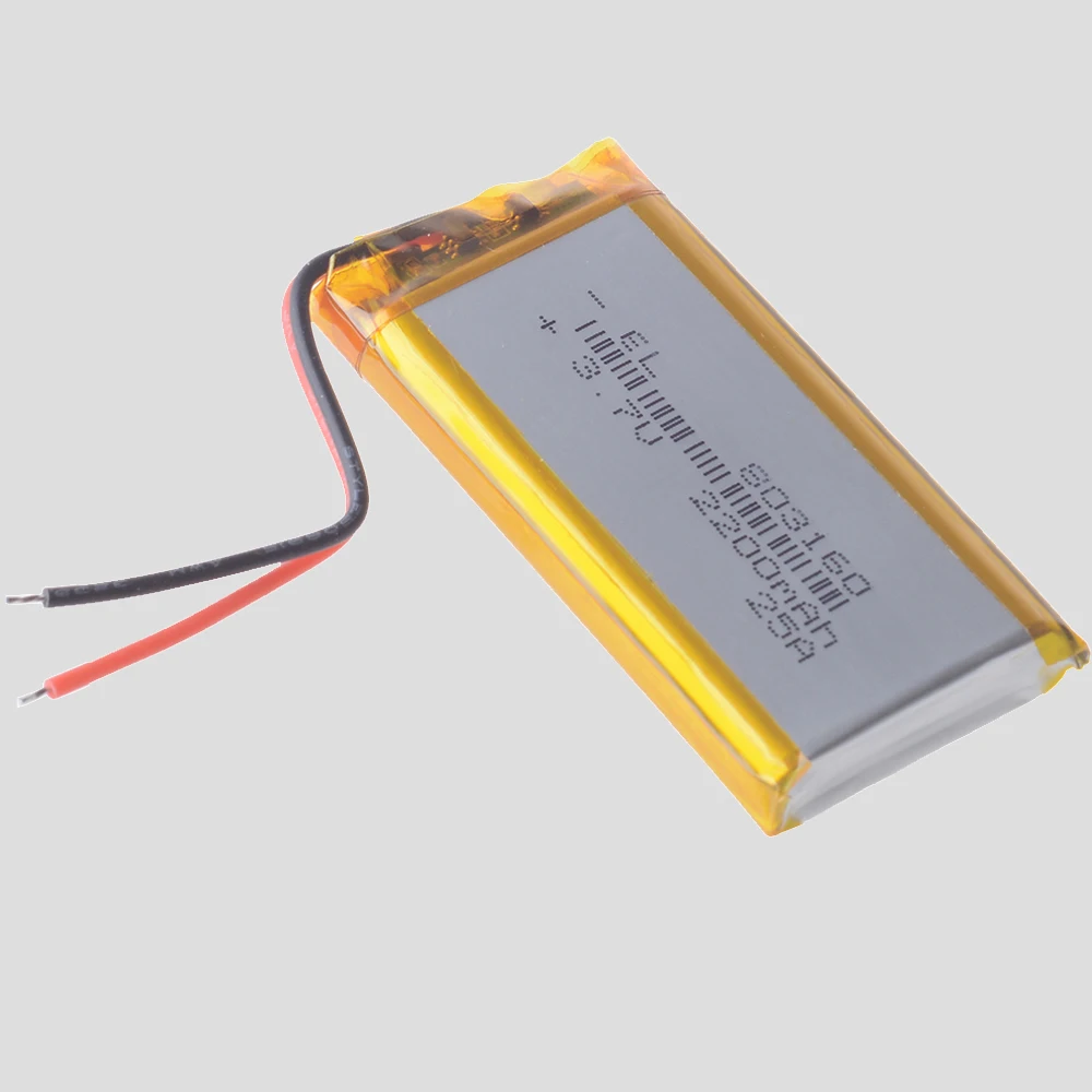 Silicone Wires 3.7V 2200mAh Polymer Lithium LiPo Rechargeable Battery 803160 For Mobile Phone Power Bank Tablet PC E-Books